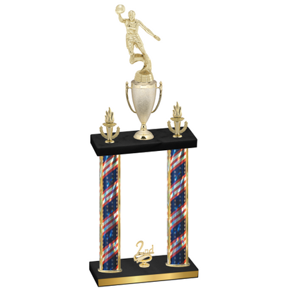 Double Flag USA Second Place Basketball Trophy
