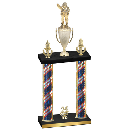 Double Flag USA Year Holiday Trophy