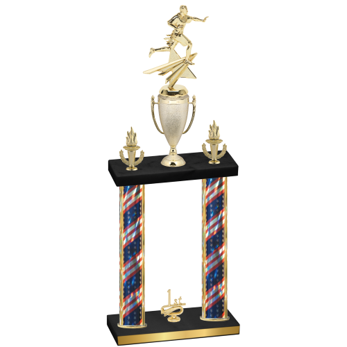 Double Flag USA First Place Flag Football Trophy