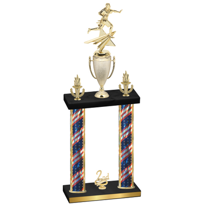 Double Flag USA Second Place Flag Football Trophy