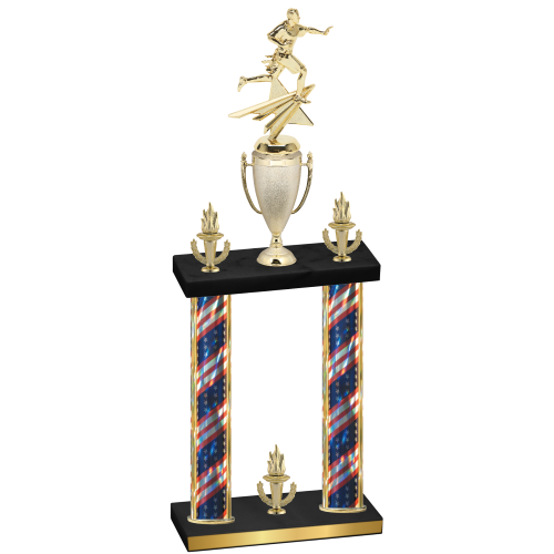 Double Flag USA Victory Flag Football Trophy