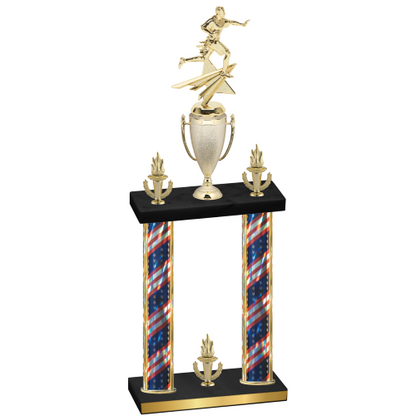 Double Flag USA Victory Flag Football Trophy