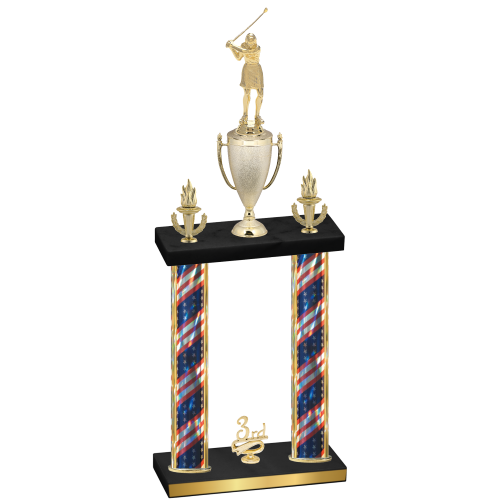 Double Flag USA Third Place Golf Trophy