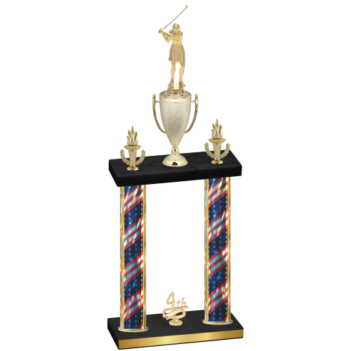 Double Flag USA Fourth Place Golf Trophy