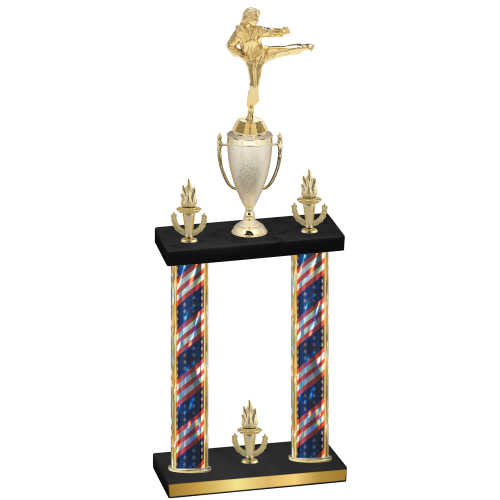 Double Flag USA Victory Karate Trophy