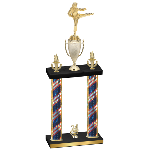 Double Flag USA Year Karate Trophy