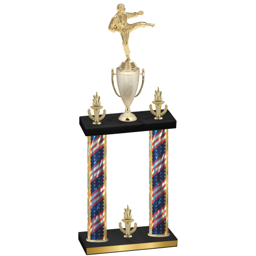 Double Flag USA Victory Karate Trophy