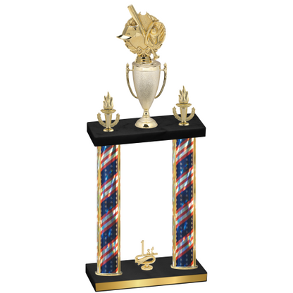 Double Flag USA First Place Baseball Trophy
