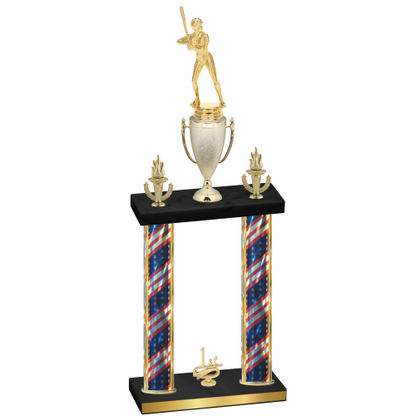Double Flag USA First Place Softball Trophy