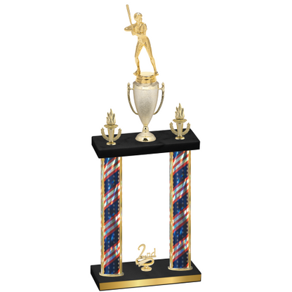 Double Flag USA Second Place Softball Trophy
