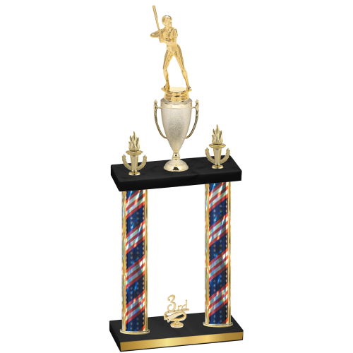 Double Flag USA Third Place Softball Trophy