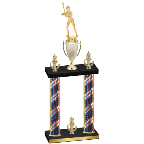 Double Flag USA Victory Softball Trophy