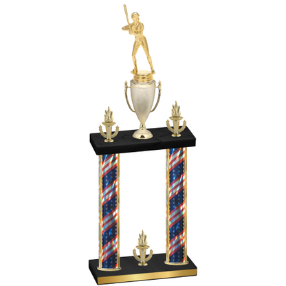 Double Flag USA Victory Softball Trophy