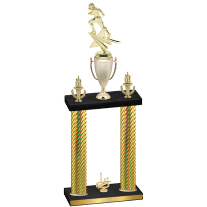 Double Gold Carbon Fiber First Place Football Trophy