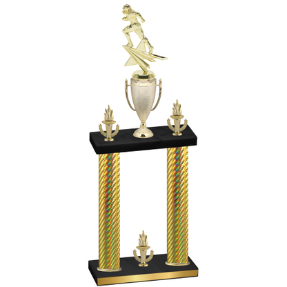 Double Gold Carbon Fiber Victory Football Trophy