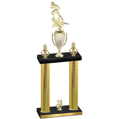 Double Gold Carbon Fiber Year Football Trophy