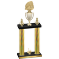 Double Gold Carbon Fiber First Place Soccer Trophy