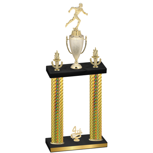 Double Gold Carbon Fiber Fourth Place Running Trophy