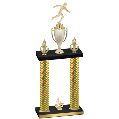 Double Gold Carbon Fiber Fourth Place Running Trophy