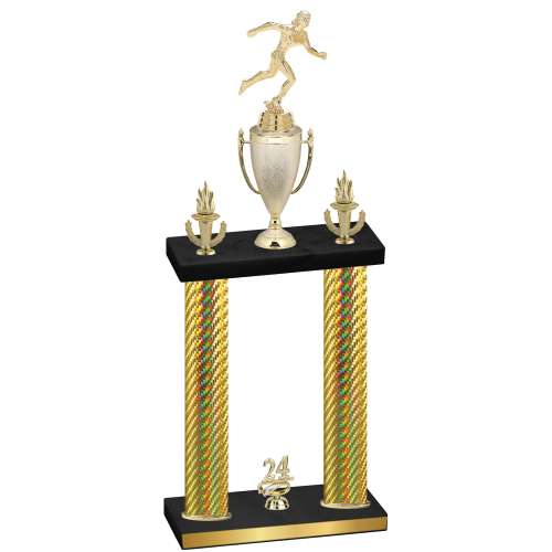 Double Gold Carbon Fiber Year Running Trophy