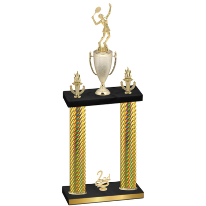 Double Gold Carbon Fiber Second Place Tennis Trophy