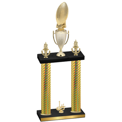 Double Gold Carbon Fiber First Place Football Trophy