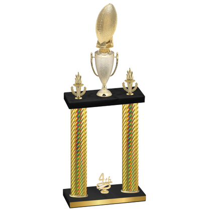 Double Gold Carbon Fiber Fourth Place Football Trophy