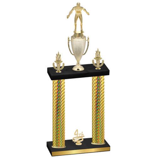 Double Gold Carbon Fiber Fourth Place Wrestling Trophy