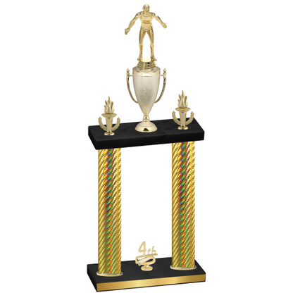 Double Gold Carbon Fiber Fourth Place Wrestling Trophy