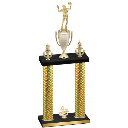 Double Gold Carbon Fiber Fourth Place Volleyball Trophy