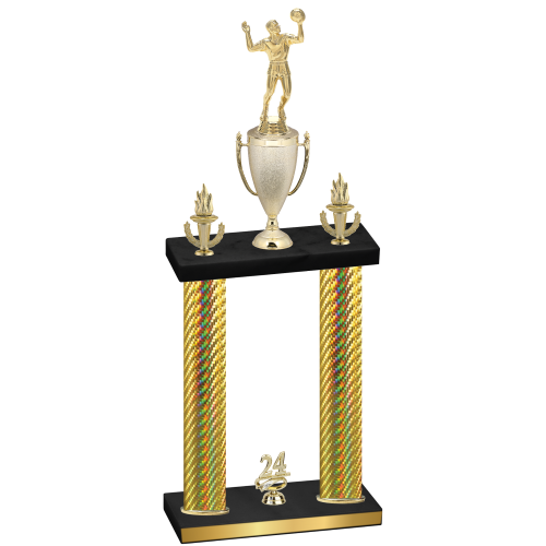 Double Gold Carbon Fiber Year Volleyball Trophy