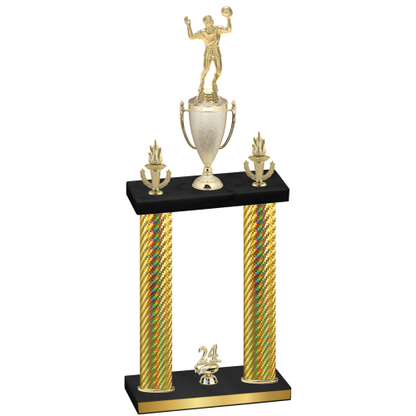 Double Gold Carbon Fiber Year Volleyball Trophy