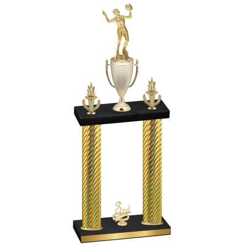Double Gold Carbon Fiber Third Place Volleyball Trophy