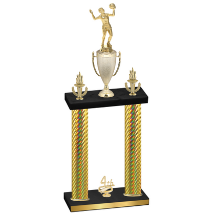 Double Gold Carbon Fiber Fourth Place Volleyball Trophy