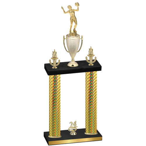 Double Gold Carbon Fiber Year Volleyball Trophy