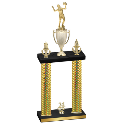 Double Gold Carbon Fiber Year Volleyball Trophy