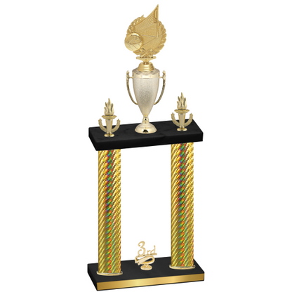 Double Gold Carbon Fiber Third Place Volleyball Trophy