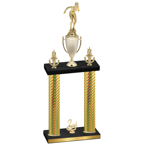 Double Gold Carbon Fiber Second Place Tennis Trophy