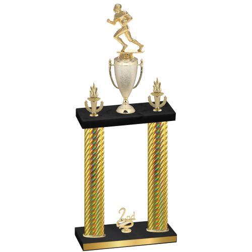 Double Gold Carbon Fiber Second Place Football Trophy