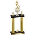 Double Gold Carbon Fiber Third Place Football Trophy