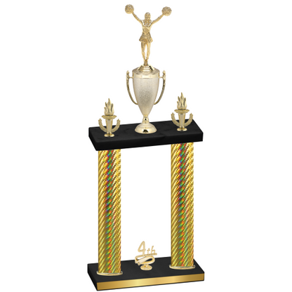 Double Gold Carbon Fiber Fourth Place Cheerleading Trophy