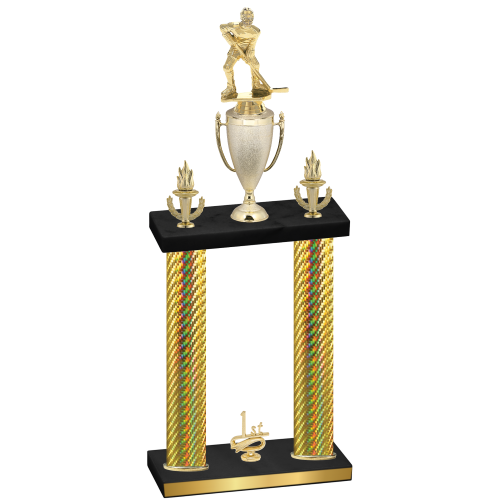 Double Gold Carbon Fiber First Place Hockey Trophy