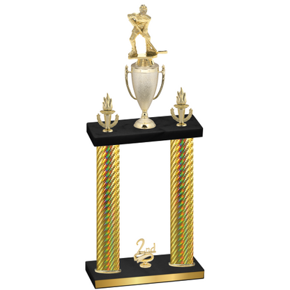 Double Gold Carbon Fiber Second Place Hockey Trophy