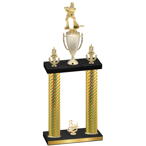 Double Gold Carbon Fiber Third Place Hockey Trophy