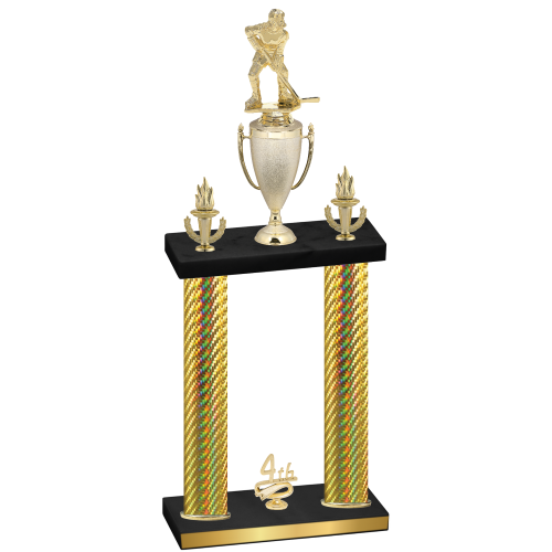 Double Gold Carbon Fiber Fourth Place Hockey Trophy