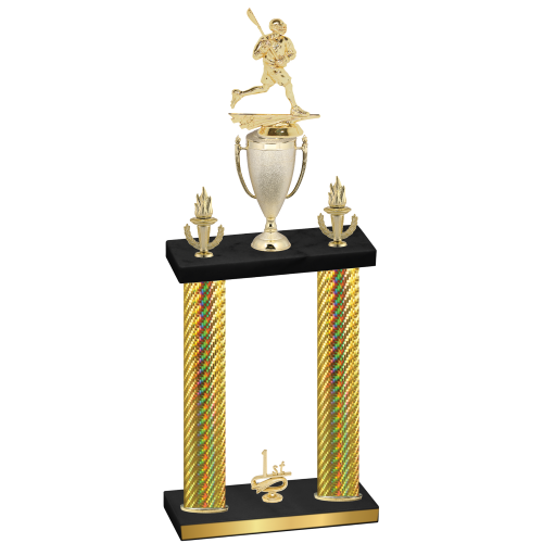 Double Gold Carbon Fiber First Place Lacrosse Trophy