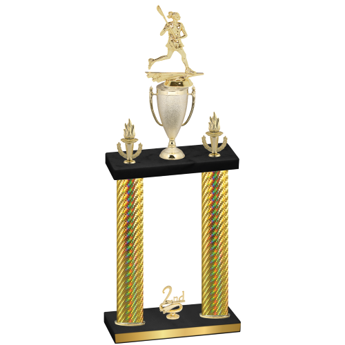 Double Gold Carbon Fiber Second Place Lacrosse Trophy
