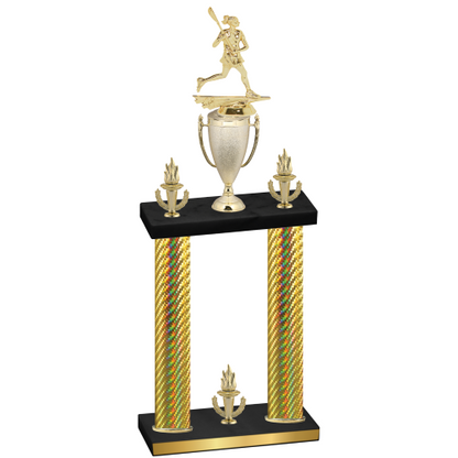 Double Gold Carbon Fiber Victory Lacrosse Trophy