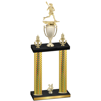 Double Gold Carbon Fiber Year Lacrosse Trophy
