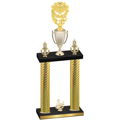 Double Gold Carbon Fiber Third Place Pickleball Trophy